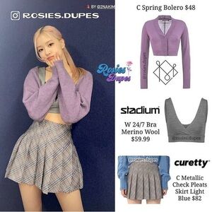 Curetty Metalic Plaid Pleated Skirt